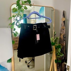 Pretty Little Thing Black Disco Belted Denim Skirt